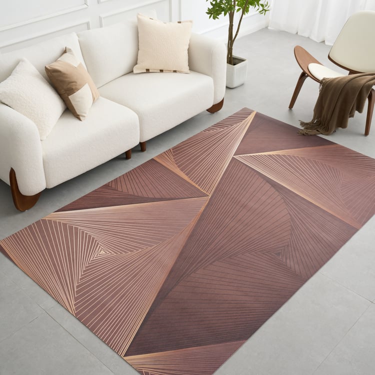 5' x 8' Indoor Area Rug – Geometric Design, Non-Slip, Waterproof, Easy-Clean PVC Leather