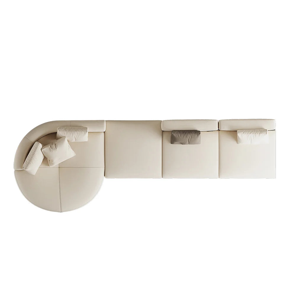 146.9'' L-Shaped Sectional Corner Modern Modular Sofa in Beige with Pillows & Black Legs
