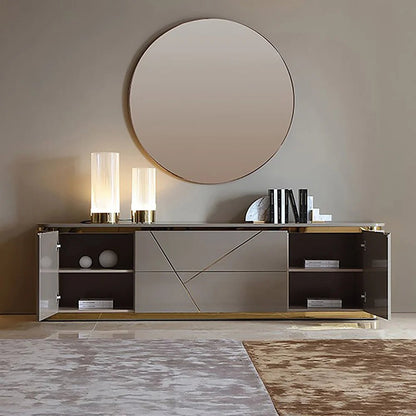 Janice Gray TV Stand with Drawer & Shelves Gold Media Console Up to 100"