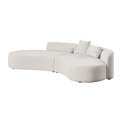 109" 2-Piece Curved Velvet Sectional Sofa with Pillows