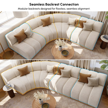 140" 4-Piece Spill-resistant Performance Boucle Curved Sectional