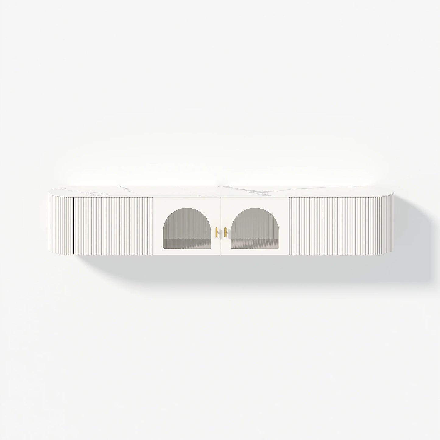 70.8" White Sintered Stone Floating Wall-Mounted TV Stand