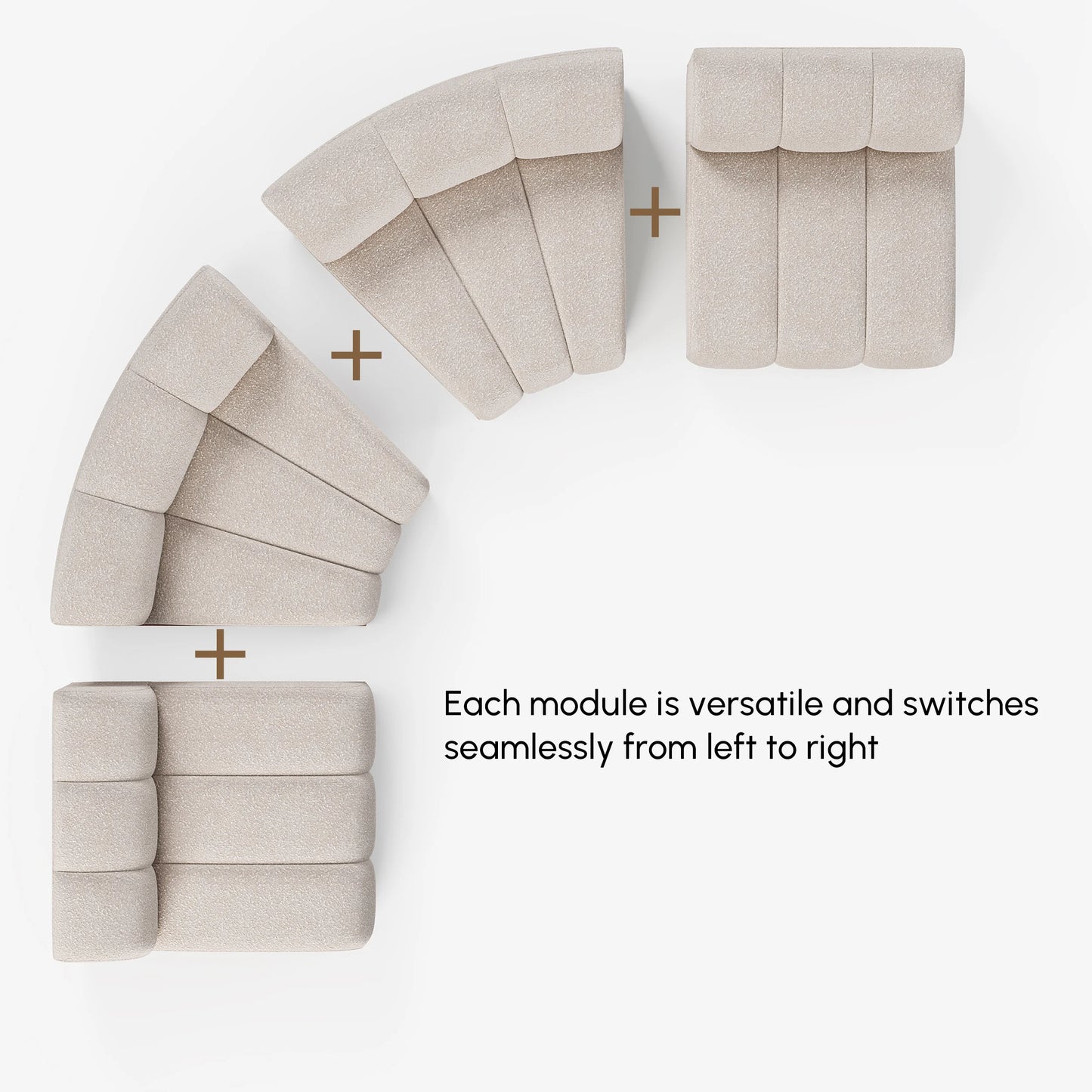 140" 4-Piece Spill-resistant Performance Boucle Curved Sectional