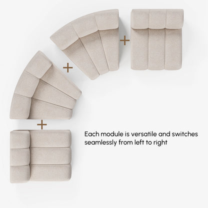 140" 4-Piece Spill-resistant Performance Boucle Curved Sectional