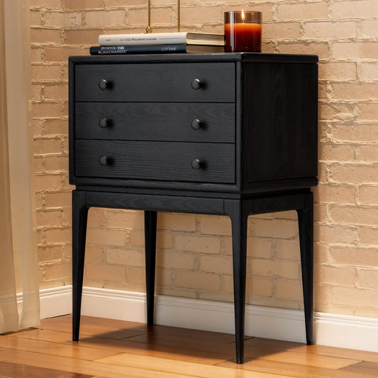 Tanic Mid Century Modern Chest Cabinet with Storage 3 Drawers of Ash Wood
