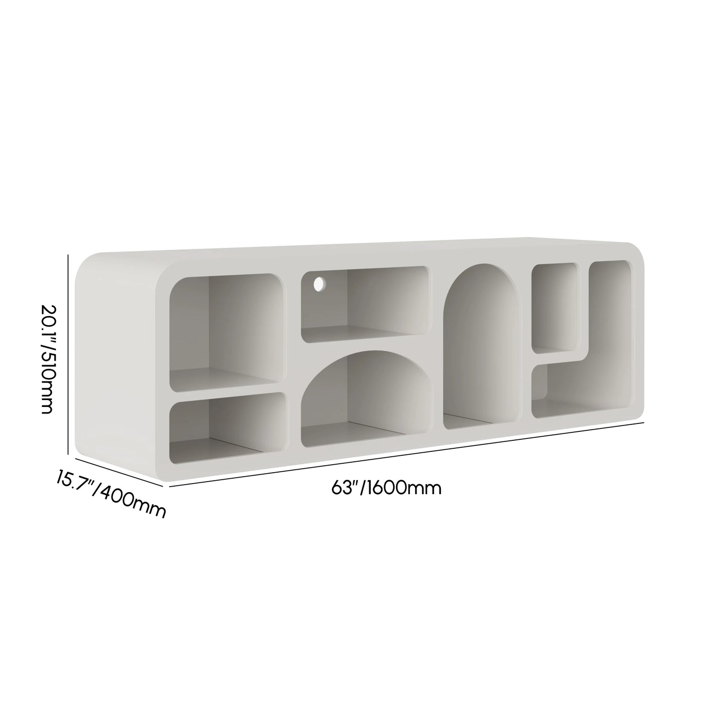 Codiys Art Deco Bookshelf Wood TV Stand in White with Shelves for TV Up to 70"