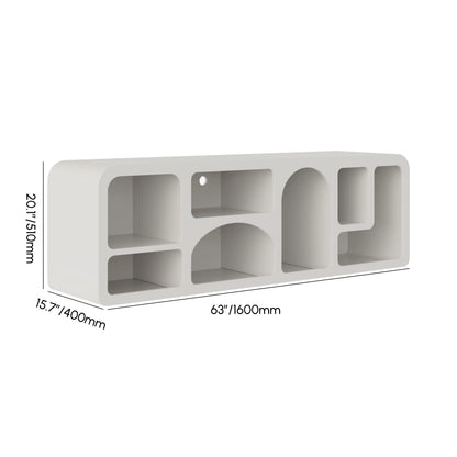 Codiys Art Deco Bookshelf Wood TV Stand in White with Shelves for TV Up to 70"