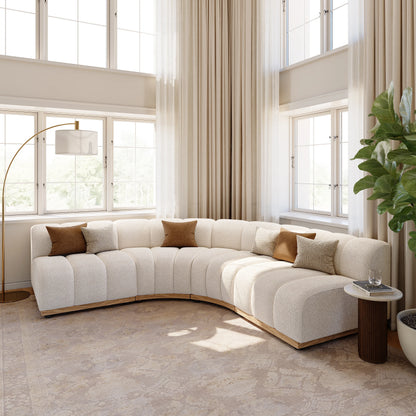 140" 4-Piece Spill-resistant Performance Boucle Curved Sectional