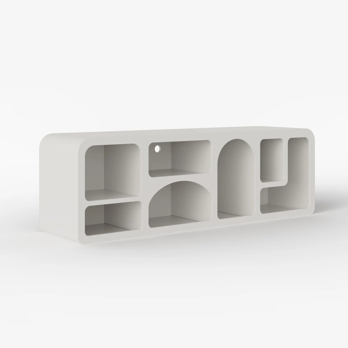 Codiys Art Deco Bookshelf Wood TV Stand in White with Shelves for TV Up to 70"