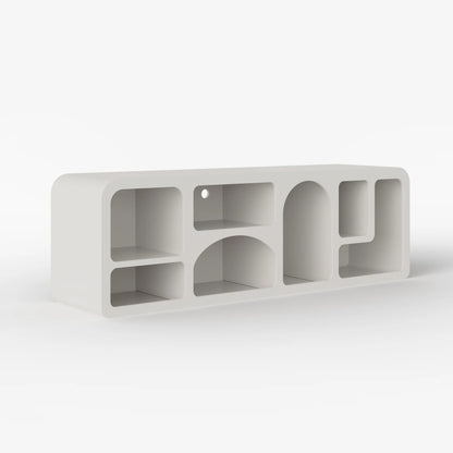 Codiys Art Deco Bookshelf Wood TV Stand in White with Shelves for TV Up to 70"