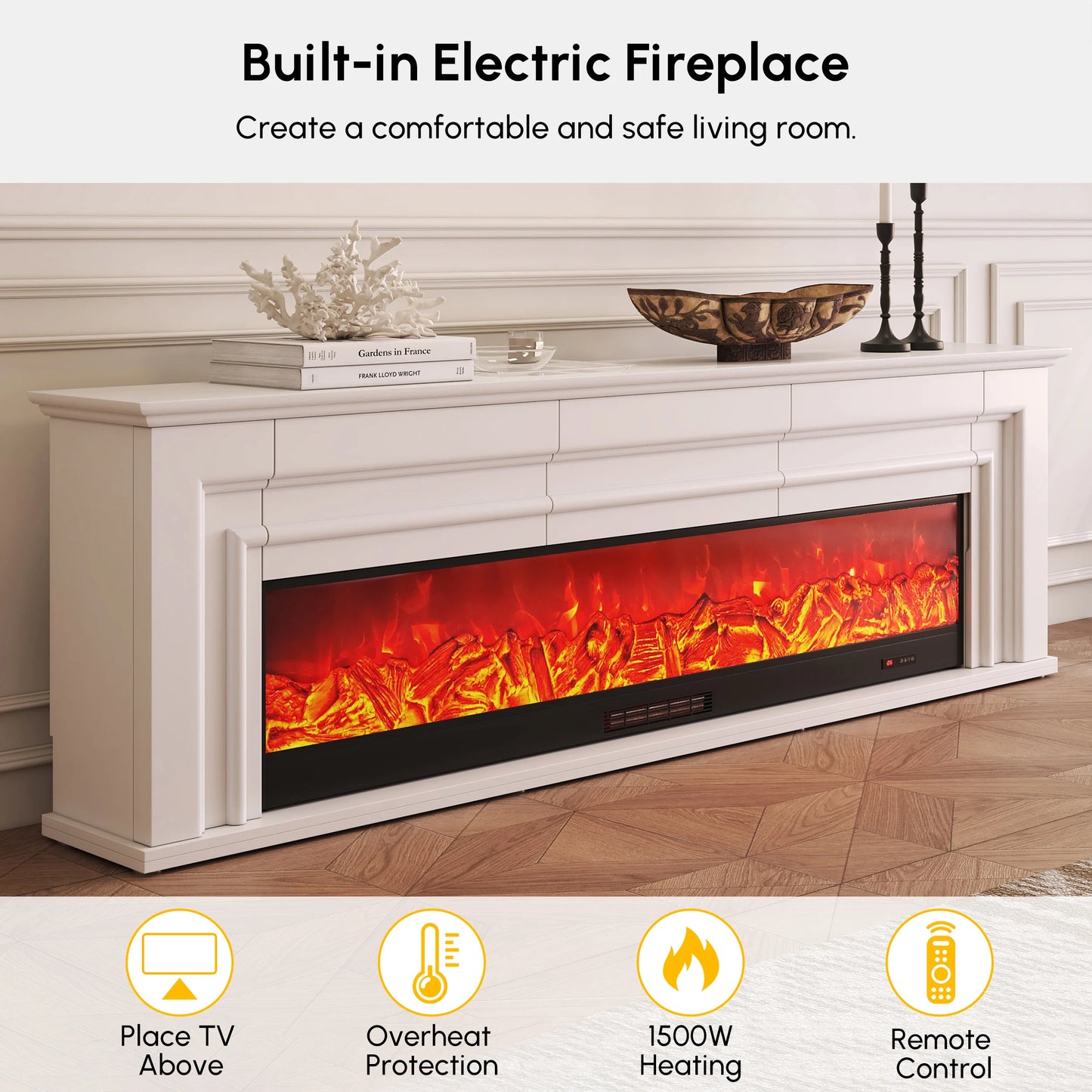 78.7" Electric Fireplace TV Stand with Remote Control