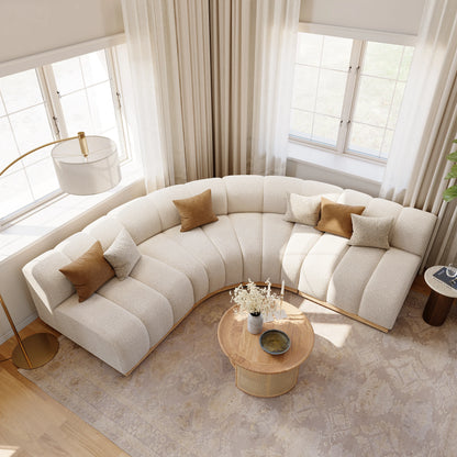 140" 4-Piece Spill-resistant Performance Boucle Curved Sectional