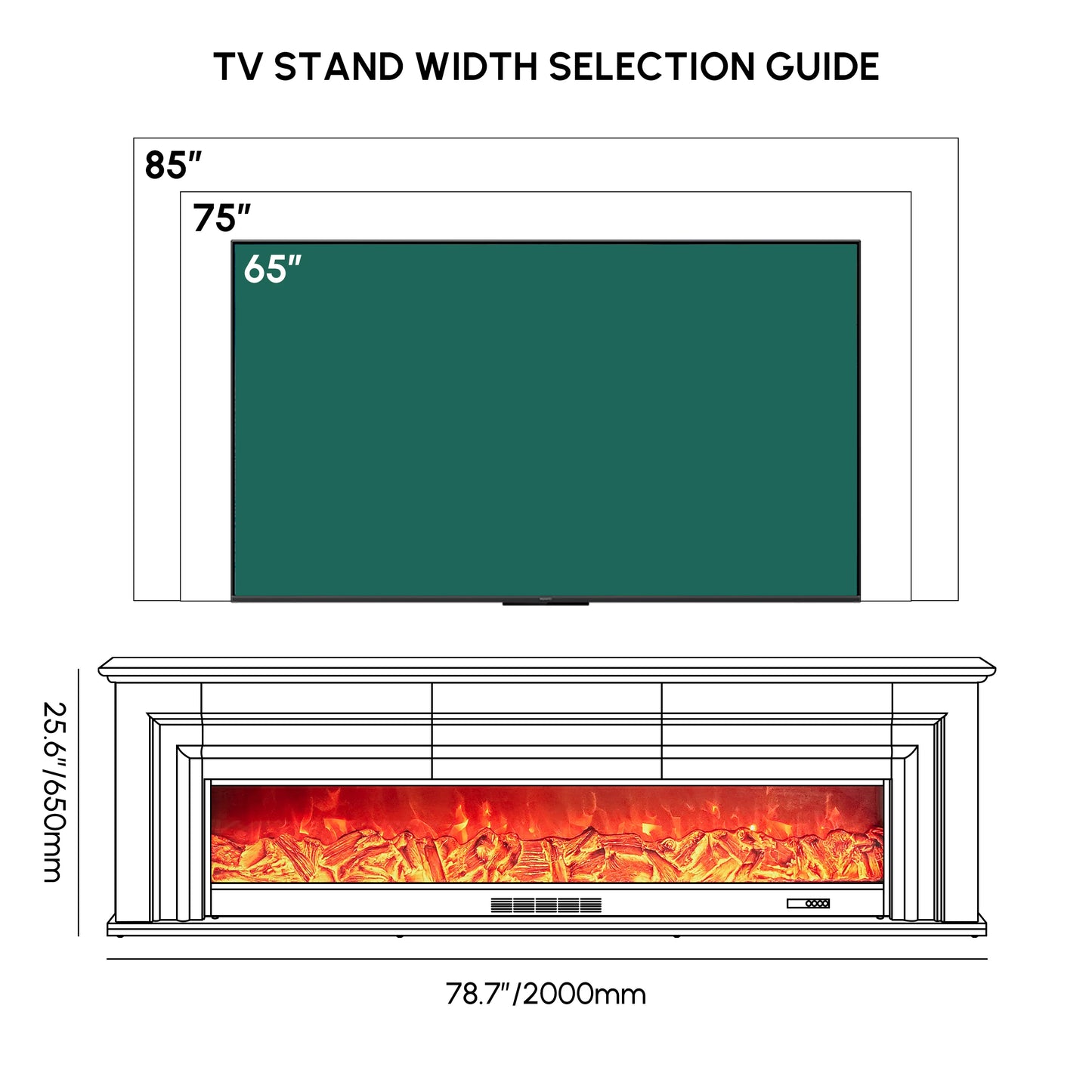 78.7" Electric Fireplace TV Stand with Remote Control