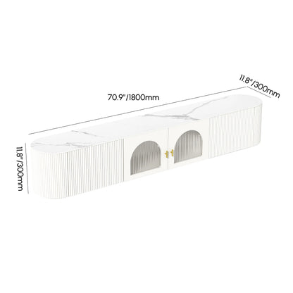 70.8" White Sintered Stone Floating Wall-Mounted TV Stand