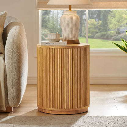 Rolf 18" Fluted Solid Oak Side Table