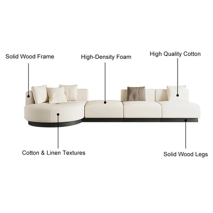 146.9'' L-Shaped Sectional Corner Modern Modular Sofa in Beige with Pillows & Black Legs