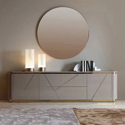 Janice Gray TV Stand with Drawer & Shelves Gold Media Console Up to 100"