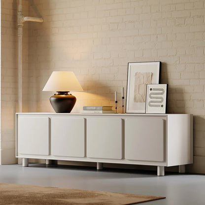 72" Modern White Rectangle Tall TV Stand with Storage for 65 to 75 inch TV