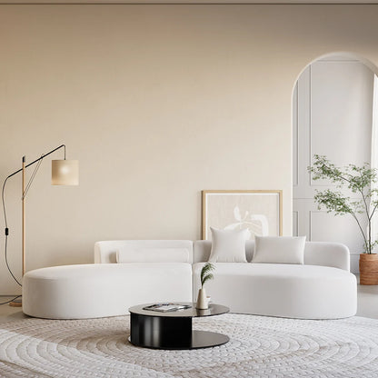 109" 2-Piece Curved Velvet Sectional Sofa with Pillows