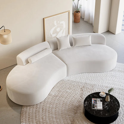 109" 2-Piece Curved Velvet Sectional Sofa with Pillows