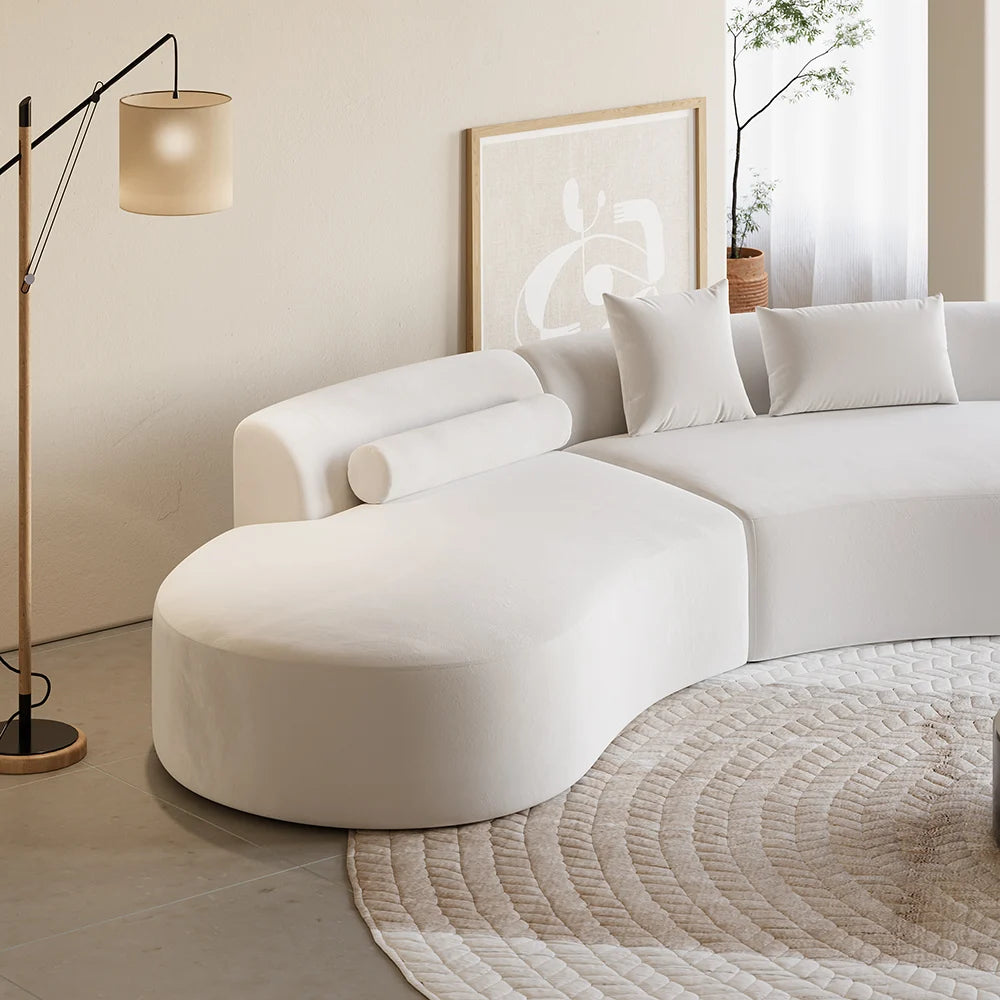 109" 2-Piece Curved Velvet Sectional Sofa with Pillows