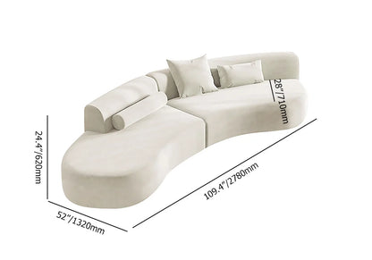 109" 2-Piece Curved Velvet Sectional Sofa with Pillows