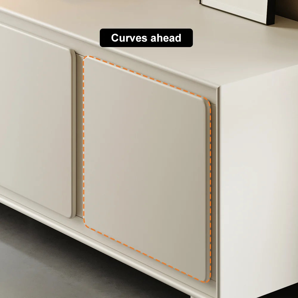 72" Modern White Rectangle Tall TV Stand with Storage for 65 to 75 inch TV