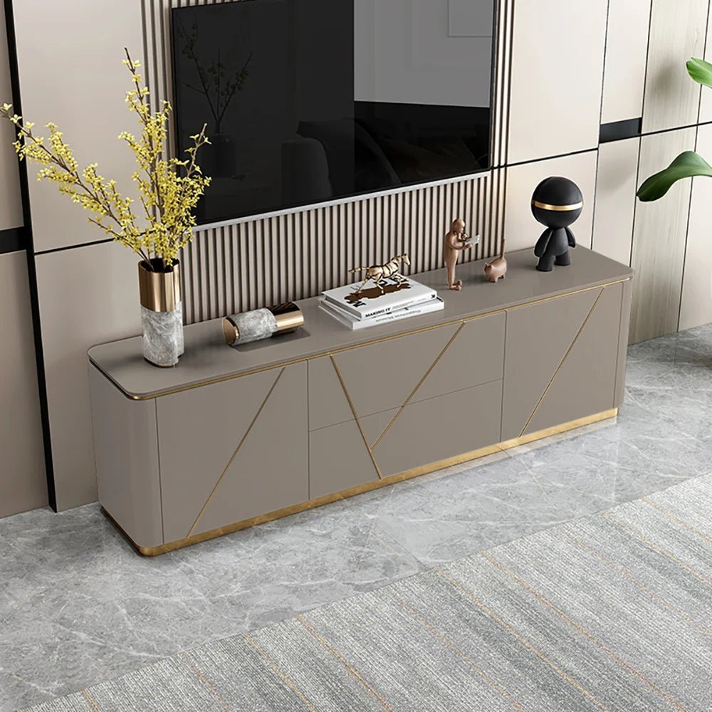 Janice Gray TV Stand with Drawer & Shelves Gold Media Console Up to 100"