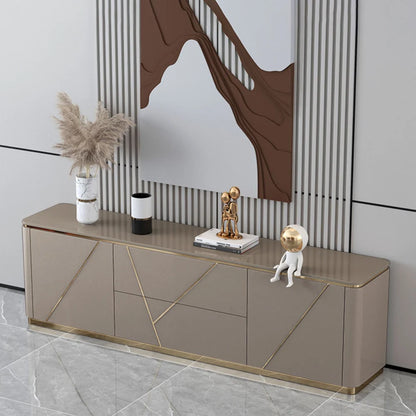 Janice Gray TV Stand with Drawer & Shelves Gold Media Console Up to 100"