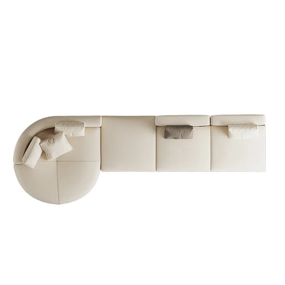 146.9'' L-Shaped Sectional Corner Modern Modular Sofa in Beige with Pillows & Black Legs