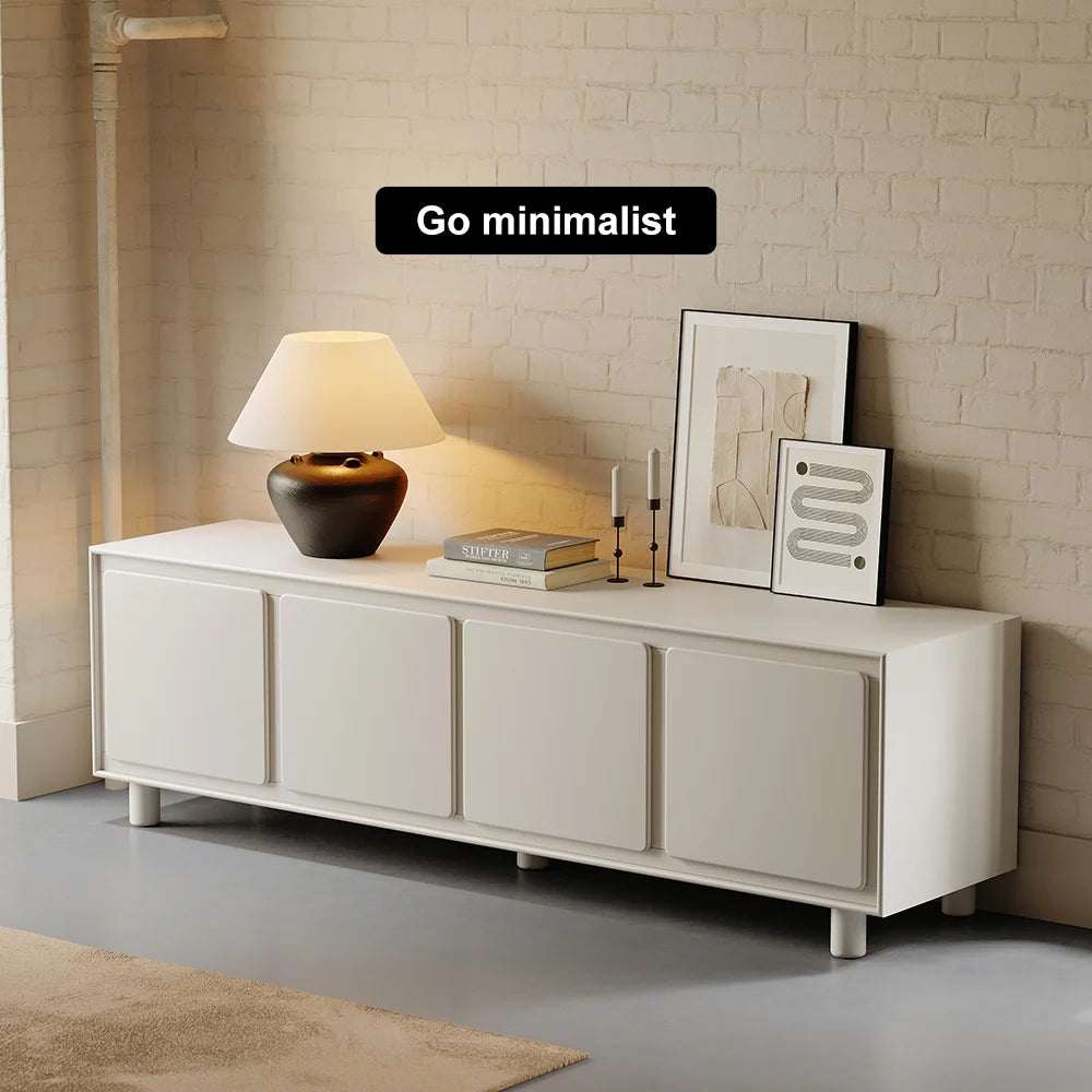 72" Modern White Rectangle Tall TV Stand with Storage for 65 to 75 inch TV