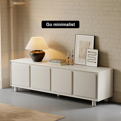 72" Modern White Rectangle Tall TV Stand with Storage for 65 to 75 inch TV