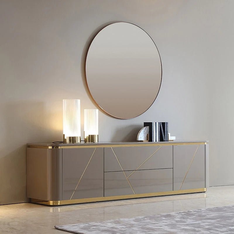 Janice Gray TV Stand with Drawer & Shelves Gold Media Console Up to 100"