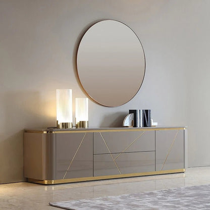 Janice Gray TV Stand with Drawer & Shelves Gold Media Console Up to 100"