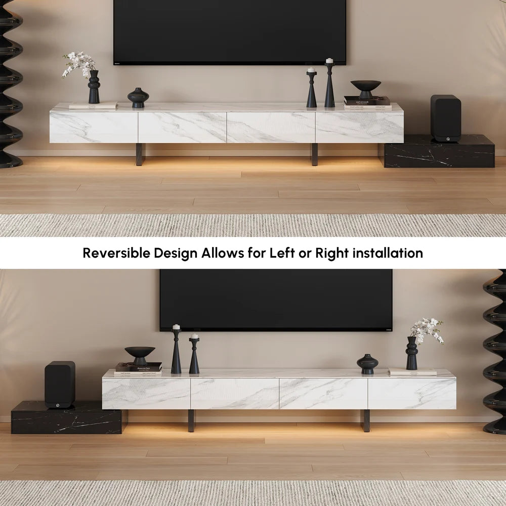87"-106" Extendable TV Stand with Sintered Stone Top & 5 Drawers