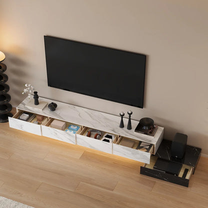 87"-106" Extendable TV Stand with Sintered Stone Top & 5 Drawers