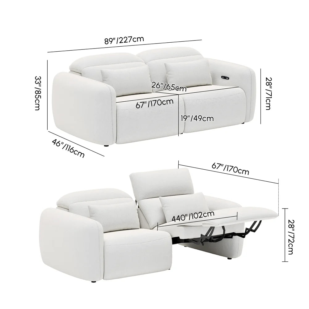 89" Chenille Zero Gravity Power Reclining Sofa with Pillows