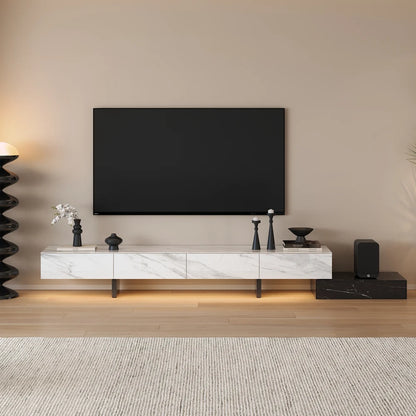87"-106" Extendable TV Stand with Sintered Stone Top & 5 Drawers