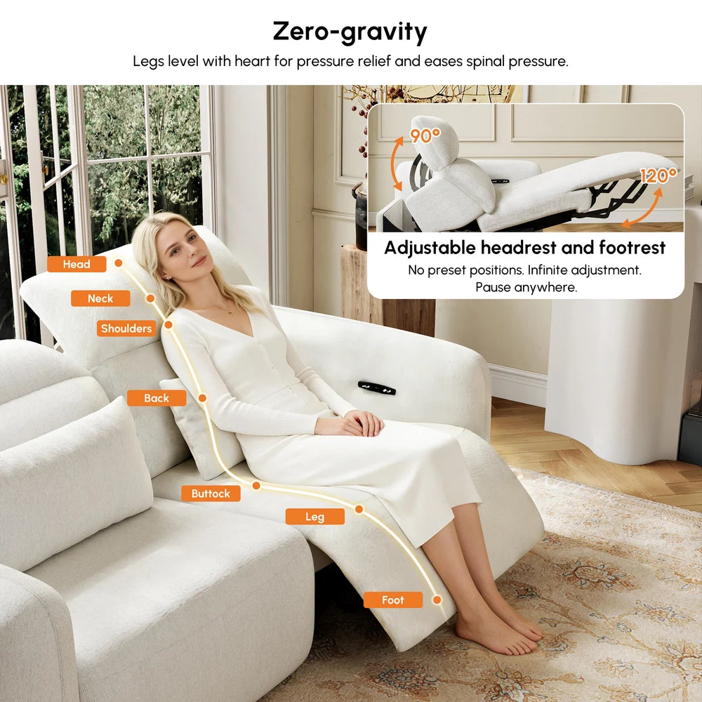 89" Chenille Zero Gravity Power Reclining Sofa with Pillows